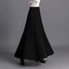 Womens Winter Soft Knitted Long Skirt Vintage High Waist Fall Elegant A-line Midi Pleated Skirt Black L view 3