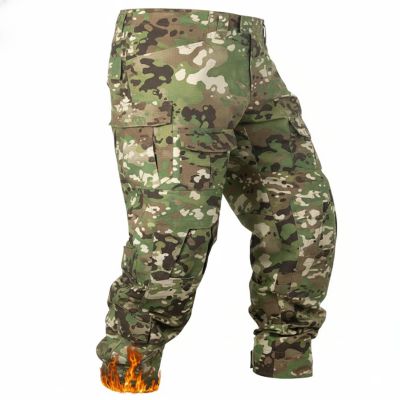 MERJAZ Men's Fleece Lined Tactical Pants Thermal Camo Cargo Pants Winter Waterproof Hiking Pants Insulated Work Pants CP Camo 28