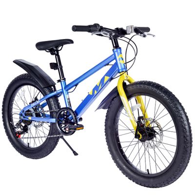 BALINGE Mountain Bike 20/24 Inch, 3" Wide Fat Tire Snow Mountain Bikes, 7 Speeds Kids Teen Student Bicycles,Steel Frame Disc Brake3 Colors (Blue, 20 Inch)
