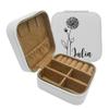 Personalized Vegan Leather Jewelry Box for Women | Travel Custom Jewelry Organizer Case with Name and Birth Flower for Rings Earrings Necklaces (White) view 1