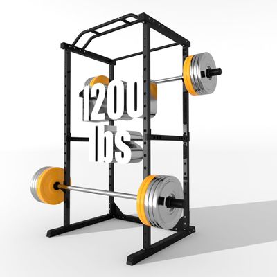 DEFNES Power Cage Squat Rack, 1200 Lb Weight Capacity, Squat Machine With Double Bars, 45 X 46 X 82 Inches, It'S Made Of High-Strength Steel For Home Gym Workout Equipment, Black.