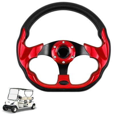 LOSCHEN Golf Cart Steering Wheel Universal Design Fit for Club Car Ds and Precedent EZGO RXV & TXT, Fit for Yamaha Golf Cart Steering Wheel-Red