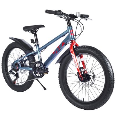 BALINGE Mountain Bike 20 Inch, 3" Wide Fat Tire Snow Mountain Bikes, 7 Speeds Kids Teen Student Bicycles,Steel Frame Disc Brake3 Colors (Blue Grey, 20 Inch)
