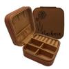 Personalized Vegan Leather Jewelry Box for Women | Travel Custom Jewelry Organizer Case with Name and Birth Flower for Rings Earrings Necklaces (Rawhide) view 1