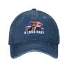 Cat Trump 9-Lives Baby hat Vote for Trump Retro Denim Baseball Cap Navy Blue view 1
