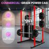CETIVENO Power Cage, 1200LB Squat Rack, Dual Pulley Cable Crossover System, Multi-function Free Weight Home Gym Workout Machine with Attachments, Black (Red) view 2