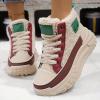 Chunky Sneakers Platform For Women Trendy,Wide Width Canvas Platform Shoes for Women,High Top Lace Up Platform Sneakers For Women Fashion Casual Velvet Warm Slip Ons Walking Sneakers (Red, 6) view 3