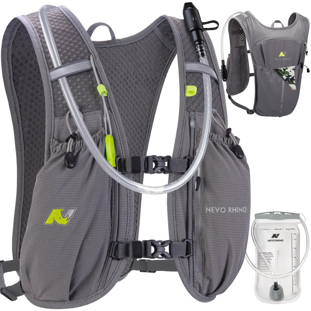 N NEVO RHINO Running Vest, Lightweight Hydration Vest, Insulated Water Backpack with 1.5L Water Bladder for Hiking, Trail, Running,Marathons,Cycling