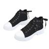 JYSwoshoe Platform Sneakers for Women Fashion,Trendy Comfortable Canvas Shoes for Women White Casual Tennis Shoes Low Top Lace Up Breathable Slip On Walking Shoes (Black, 8.5) view 1