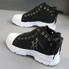JYSwoshoe Platform Sneakers for Women Fashion,Trendy Comfortable Canvas Shoes for Women White Casual Tennis Shoes Low Top Lace Up Breathable Slip On Walking Shoes (Black, 8.5) view 2