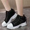 JYSwoshoe Platform Sneakers for Women Fashion,Trendy Comfortable Canvas Shoes for Women White Casual Tennis Shoes Low Top Lace Up Breathable Slip On Walking Shoes (Black, 8.5) view 3