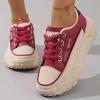 Low-Top Slip Ons Sneakers Canvas Women Platform,Casual Platform Sneakers Women, Womens Arch Support Walking Sneakers,Fashion Chunky Sneakers for Women,Trendy Lace Up Wide Width Tennis Shoes (Red, 7) view 2