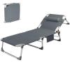 Camp Beds for Adults Foldable with Pillow, Folding Camping Cot for Adults, Outdoor Chaise Lounge with 5-Position Adjustable Backrest for Home Office Yard Garden