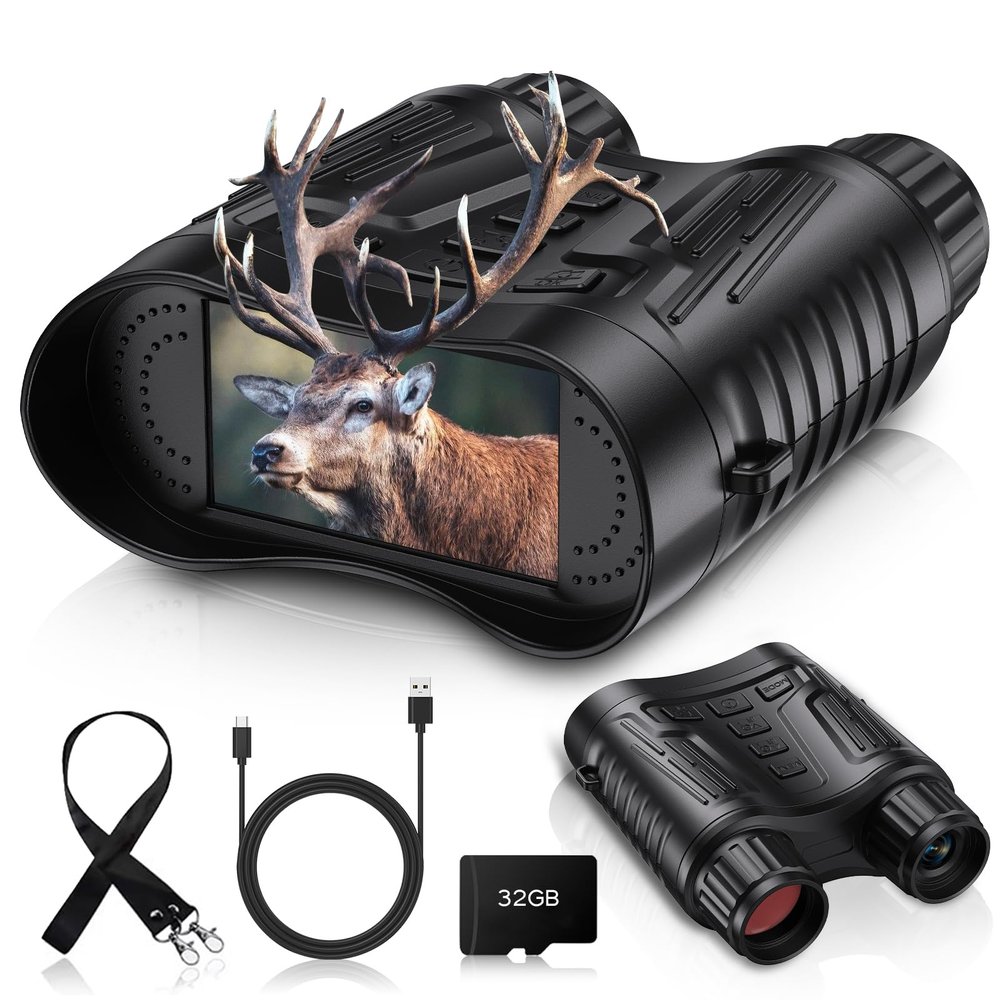 Night Vision Binoculars for Adults, 4K HD Night Vision Goggles with Video Recording, Gift for Men, Boys, Father's Day, Christmas for Outdoor Night Adventure, Wildlife Watching