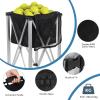 Foldable Tennis Ball Hopper Holds 160 Balls Tennis Ball Cart with Wheels, Portable Lightweight Tennis Ball Basket, Sports Teaching Cart Tennis Ball Basket with Removable Bag Side Pockets (Black) view 4