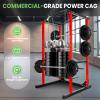 DEFNES Power Cage Squat Rack, 1200 lbs Capacity, Squat Machine with Dip Bars, 45" x 46" x 82", For Home Gym, school, Red view 2