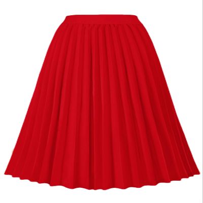 GOLDSTITCH Women's High Waist Pleated Skirt A line Swing Midi Skirt red