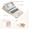 COSHAYSOO Preppy Wallet Gifts for Teen Girls Women Small Wallet RFID Bifold PU Leather Christmas Valentines Easter Mothers Fathers Day Nurse Appreciation Graduation Gifts Chenille Letter F Cream view 4