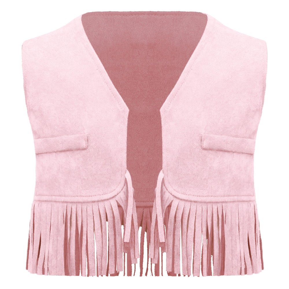 Eandarui Baby Boy Western Cowboy Vest Suede Tassels Cowboy Vest Carnival Role Play Top for Photography Pink 18-24 Months