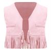 Eandarui Baby Boy Western Cowboy Vest Suede Tassels Cowboy Vest Carnival Role Play Top for Photography Pink 18-24 Months view 1