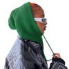 Winter Balaclava Hats for Women Men Unisex Knitted Hooded Scarf Hat Outdoor Neck Warmer Drawstring One-Piece Beanie Cap Green view 2