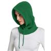 Winter Balaclava Hats for Women Men Unisex Knitted Hooded Scarf Hat Outdoor Neck Warmer Drawstring One-Piece Beanie Cap Green view 3