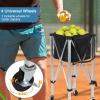VEAREAR Foldable Tennis Ball Hopper, Lightweight Tennis Ball Basket with Wheels, Removable Bag and Side Pocket, Tennis Court Equipment Holds 150 Tennis Balls view 3