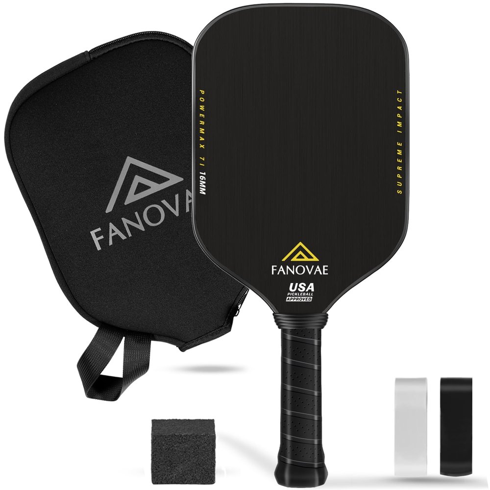 Fanovae Pickleball Paddle, T700 Raw Carbon Fiber Surface, Raw Carbon Fiber Pickleball Paddle, CFS, Designed for Ultimate Spin & Consistency, Includes Paddle Cover&Eraser, Ideal for Gift, POWERMAX 7I