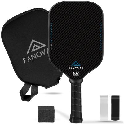 Fanovae Carbon Fiber Pickleball Paddle, 3K Raw Carbon Fiber Surface, CAS, High Grit & Spin, 16MM PP Honeycomb Core, Ideal for Novice and Pro, Includes Paddle Cover&Eraser, Fanovae POWERMAX 3D