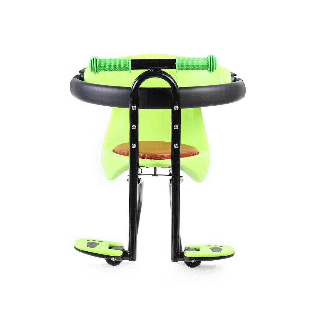 MUSESPANI 44.09lbs Front Mounted Baby Bike Seat, Guardrail Anti Slip Armrest Steel Safety Chair, Removable Child Front Bracket Sponge Pad Mountain Bicycle Stool Front Seat,Green