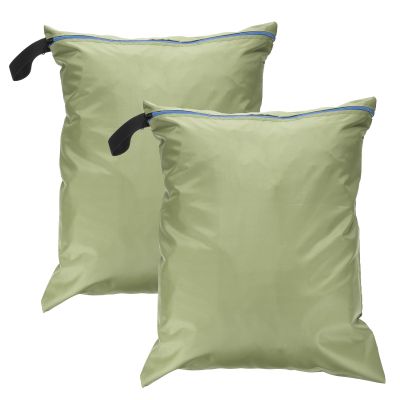 uxcell 2 Pcs Wet Dry Bags, 16" x 20" Waterproof Travel Bags with Two Zippered Pockets, Gym Bag for Beach Pool Swim Suit and Wet Clothes Light Green