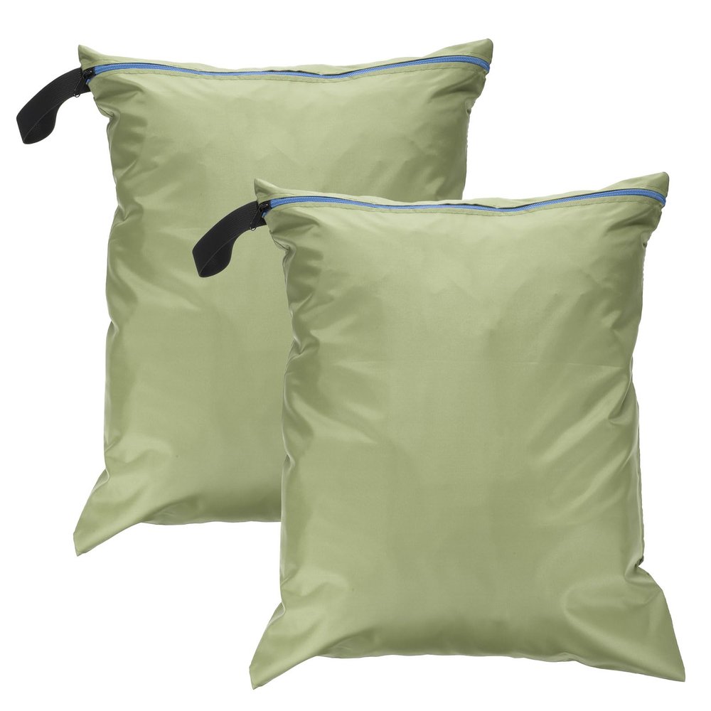 uxcell 2 Pcs Wet Dry Bags, 16" x 20" Waterproof Travel Bags with Two Zippered Pockets, Gym Bag for Beach Pool Swim Suit and Wet Clothes Light Green