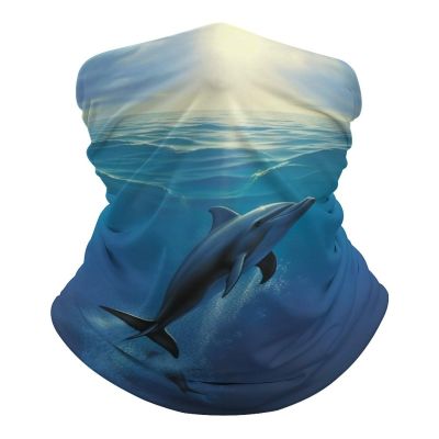 Dolphin In The Ocean Neck Gaiter UPF 50+ Sun Protection Face Mask Elastic Balaclavas Bandana Cooling Face Cover Scarf Cycling Neck Warmer Breathable Headwear for Men Women