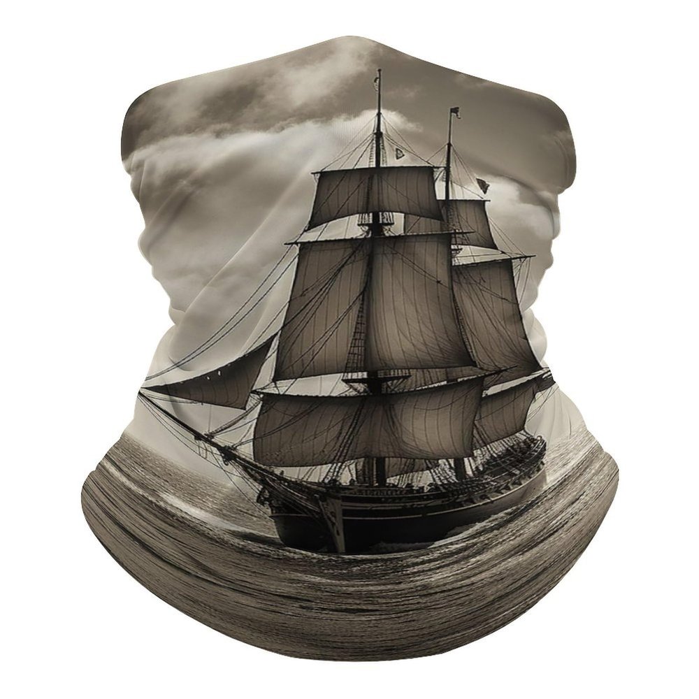 Nautical Sailing Pirate Theme Neck Gaiter UPF 50+ Sun Protection Face Mask Elastic Balaclavas Bandana Cooling Face Cover Scarf Cycling Neck Warmer Breathable Headwear for Men Women