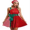 LiiYii Womens Christmas Dance Costume Santa Claus Dress Outfit with Santa Hat Dancewear Costumes Red Large view 1