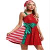 LiiYii Womens Christmas Dance Costume Santa Claus Dress Outfit with Santa Hat Dancewear Costumes Red Large view 3