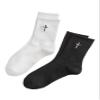 SHENHE Men's 2 Pairs Cross Print Embroidered Geo Crew Socks Knit Soft Daily Socks Black and White 43-46 view 1