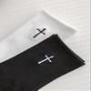 SHENHE Men's 2 Pairs Cross Print Embroidered Geo Crew Socks Knit Soft Daily Socks Black and White 43-46 view 3