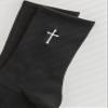 SHENHE Men's 2 Pairs Cross Print Embroidered Geo Crew Socks Knit Soft Daily Socks Black and White 43-46 view 4