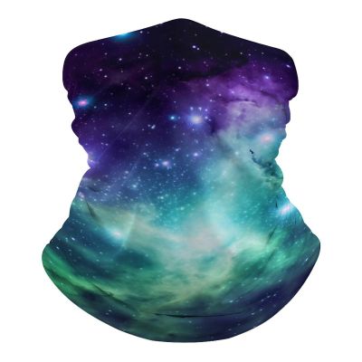 Green Blue Purple Galaxy Neck Gaiter UPF 50+ Sun Protection Face Mask Elastic Balaclavas Bandana Cooling Face Cover Scarf Cycling Neck Warmer Breathable Headwear for Men Women