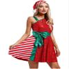 Agoky Womens Santa Claus Costume Set Shiny Sequins Christmas Dress with Santa Hat Xmas Dress Red Medium view 3