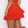 KMBANGI Women Cute Lace Mini Skirt Y2k Elastic Pleated Ruffle Floral Half Slip Underskirt Layered Flowy Short Skirts(Basic Red,S) view 3