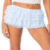 Y2k Lace Bloomers for Women Layered Ruffle Shorts Sweet Lolita Shorts Sexy Pumpkin Boy Shorts Pettipants(Blue,Small) view 1