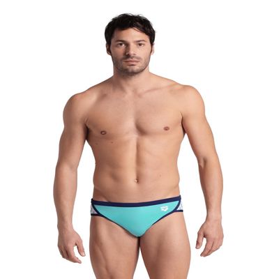 ARENA Men's Icons Swim Brief Solid MaxLife Athletic Swimwear Professional Training Swimsuit Trunk Sports Bathing Suit, Water/Navy, US Size 28