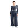 SUUKSESS Women Wide Leg Pants Elastic High Waisted Work Pants Flowy Palazzo Trouser Pants (Navy, XS) view 4