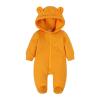 Newborn Baby Cartoon Bear Snowsuit Winter Coat Fleece Long Sleeve Zipper Hooded Romper Jumpsuit Christmas Outfit (A-Orange, 12-18 Months) view 1