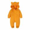 Newborn Baby Cartoon Bear Snowsuit Winter Coat Fleece Long Sleeve Zipper Hooded Romper Jumpsuit Christmas Outfit (A-Orange, 12-18 Months) view 3