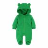 Newborn Snowsuit Baby Cartoon Bear Onesie Warm Fleece Hooded Romper Zipper Jumpsuit Long Sleeve Xmas Clothes Outfit (A-G, 12-18 Months) view 3