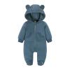 Newborn Bear Warmer Snowsuit Cotton Fleece Hooded Romper Jumpsuit Long Sleeve Xmas Clothes for Baby Girls Boys (Navy, 18-24 Months) view 1