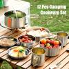 Ymiko Camping Cookware Set Stainless Steel Picnic Cooking Pot Cup Pan Plate Fork Spoon Portable view 3